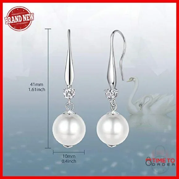 925 Sterling Silver Pearl Drop Earrings Hypoallergenic Infinity Design